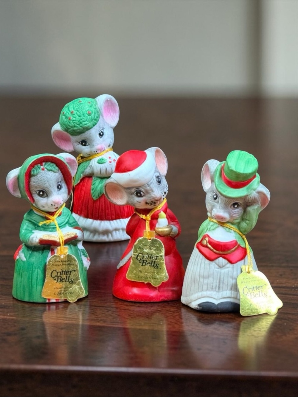 1980 JASCO Christmas Mice Critter Bells (Set of 4)